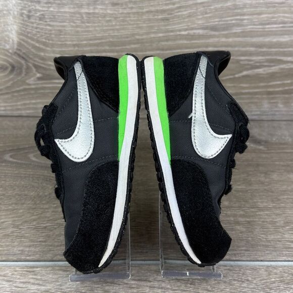 Nike Waffle Trainer 2 Toddler Boy Sz 8 Black Silver Green Low Lace Up Sneakers - Picture 9 of 10